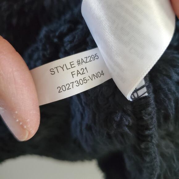J.Crew Pullover Womens Medium Black Sherpa Fleece Half Zip Teddy Cozy FA21 AZ295 - Picture 7 of 9